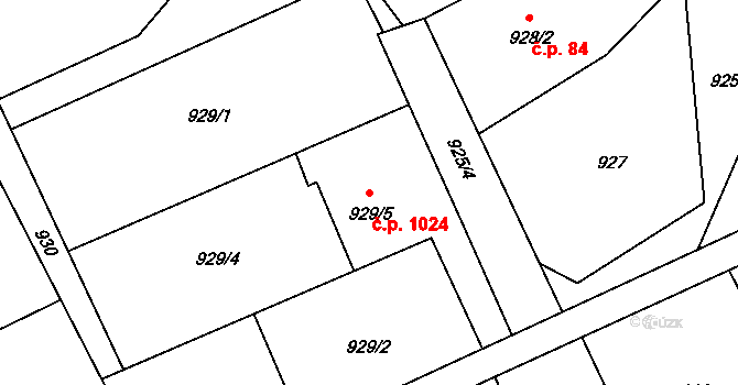 Ráj 1024, Karviná na parcele st. 929/5 v KÚ Ráj, Katastrální mapa