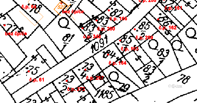 Žiželice 164 na parcele st. 84 v KÚ Žiželice nad Cidlinou, Katastrální mapa