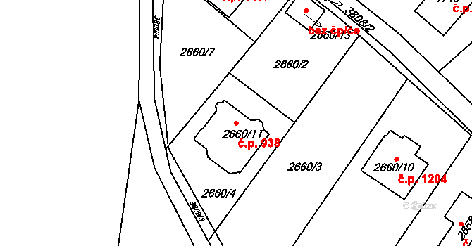 Žamberk 938 na parcele st. 2660/11 v KÚ Žamberk, Katastrální mapa