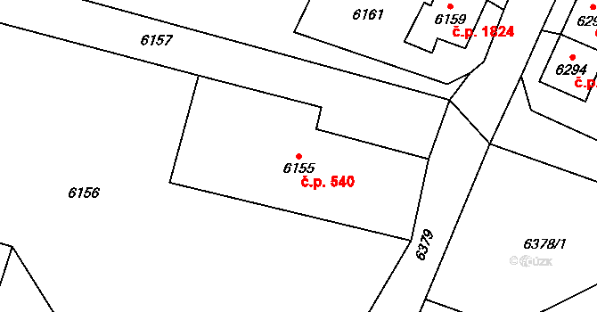 Rychvald 540 na parcele st. 6155 v KÚ Rychvald, Katastrální mapa