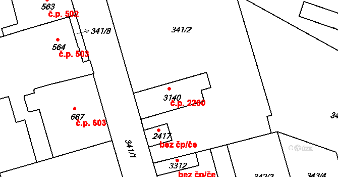 Brandýs nad Labem 2260, Brandýs nad Labem-Stará Boleslav na parcele st. 3140 v KÚ Brandýs nad Labem, Katastrální mapa