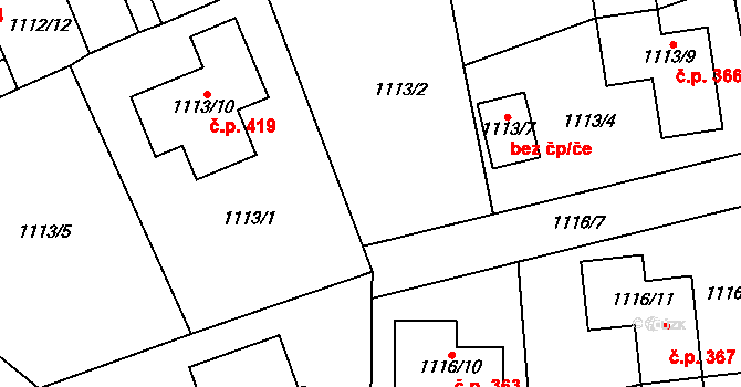 Senec 368, Zruč-Senec na parcele st. 1113/11 v KÚ Senec u Plzně, Katastrální mapa