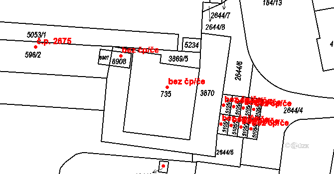 Pardubice 40415856 na parcele st. 735 v KÚ Pardubice, Katastrální mapa