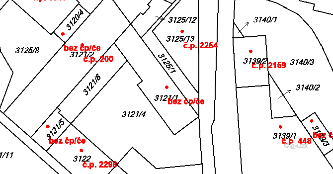 Pelhřimov 40635856 na parcele st. 3121/1 v KÚ Pelhřimov, Katastrální mapa