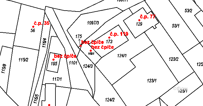 Blatno 41312856 na parcele st. 168/1 v KÚ Blatno u Chomutova, Katastrální mapa