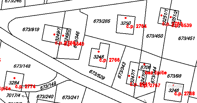 Zlín 2766 na parcele st. 3248 v KÚ Zlín, Katastrální mapa