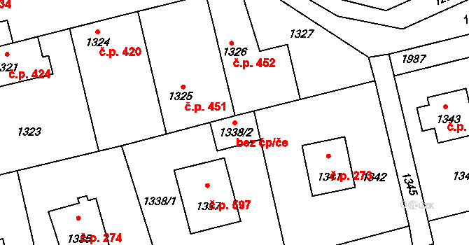 Vinařice 42203856 na parcele st. 1338/2 v KÚ Vinařice u Kladna, Katastrální mapa