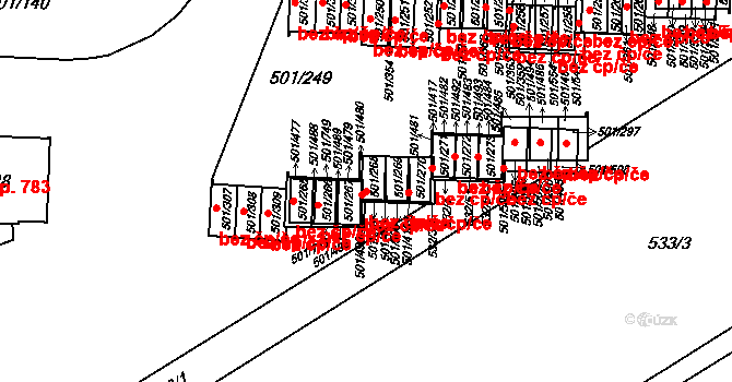 Ráj 574, Karviná na parcele st. 501/268 v KÚ Ráj, Katastrální mapa
