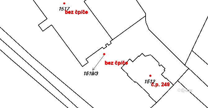 Ostrava 43968856 na parcele st. 1519/3 v KÚ Petřkovice u Ostravy, Katastrální mapa