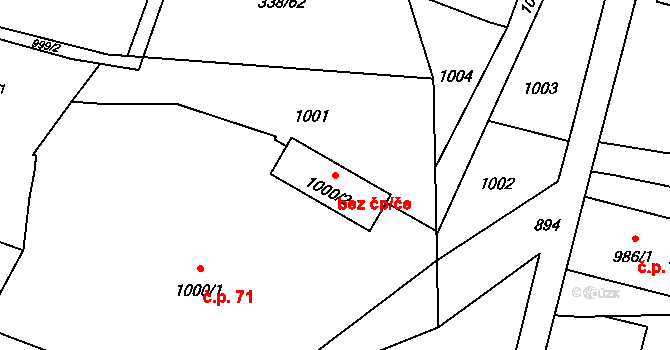 Jablonec nad Nisou 44199856 na parcele st. 1000/2 v KÚ Vrkoslavice, Katastrální mapa