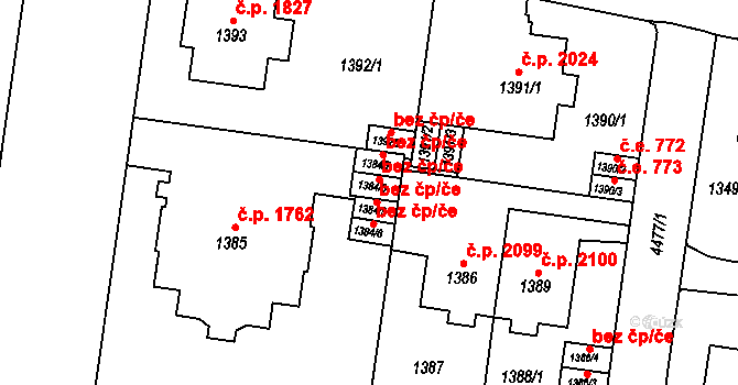 Teplice 45148856 na parcele st. 1384/8 v KÚ Teplice, Katastrální mapa