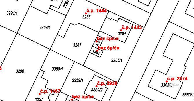 Praha 46682856 na parcele st. 3285/2 v KÚ Horní Počernice, Katastrální mapa