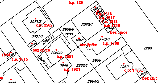 Teplice 47822856 na parcele st. 2969/3 v KÚ Teplice, Katastrální mapa