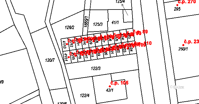 Lom 105 na parcele st. 41/19 v KÚ Lom u Mostu, Katastrální mapa