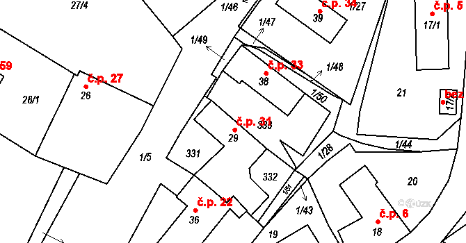 Skoranov 31, Třemošnice na parcele st. 29 v KÚ Skoranov, Katastrální mapa
