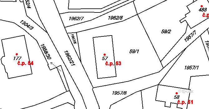 Dolní Libchavy 53, Libchavy na parcele st. 57 v KÚ Dolní Libchavy, Katastrální mapa