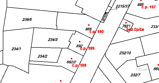 Beroun-Závodí 189, Beroun na parcele st. 892 v KÚ Beroun, Katastrální mapa