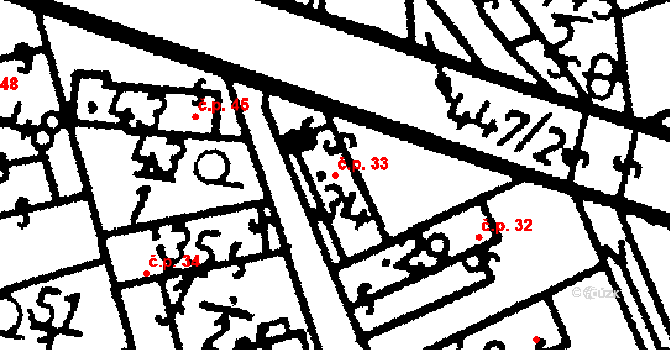 Kokořov 33, Žinkovy na parcele st. 34 v KÚ Kokořov, Katastrální mapa