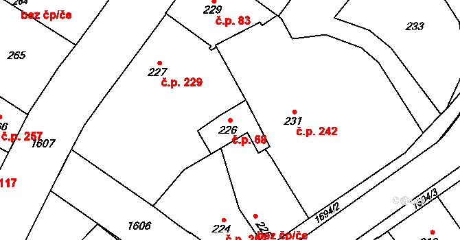 Hronov 68 na parcele st. 226 v KÚ Hronov, Katastrální mapa