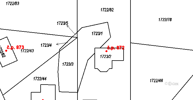 Miřetice u Klášterce nad Ohří 872, Klášterec nad Ohří na parcele st. 1723/2 v KÚ Miřetice u Klášterce nad Ohří, Katastrální mapa