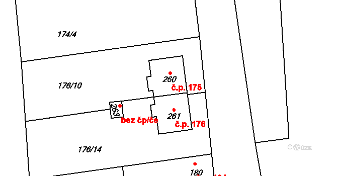 Chrášťany 175 na parcele st. 260 v KÚ Chrášťany u Rakovníka, Katastrální mapa