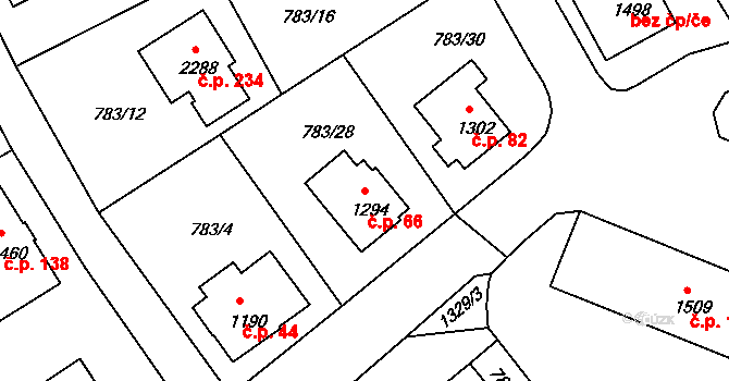 Nádražní Předměstí 66, Český Krumlov na parcele st. 1294 v KÚ Český Krumlov, Katastrální mapa