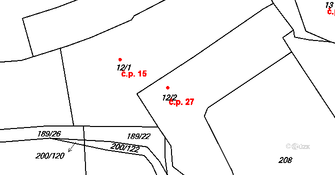 Kloušov 27, Merklín na parcele st. 12/2 v KÚ Kloušov, Katastrální mapa