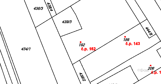Černochov 162, Peruc na parcele st. 192 v KÚ Černochov, Katastrální mapa