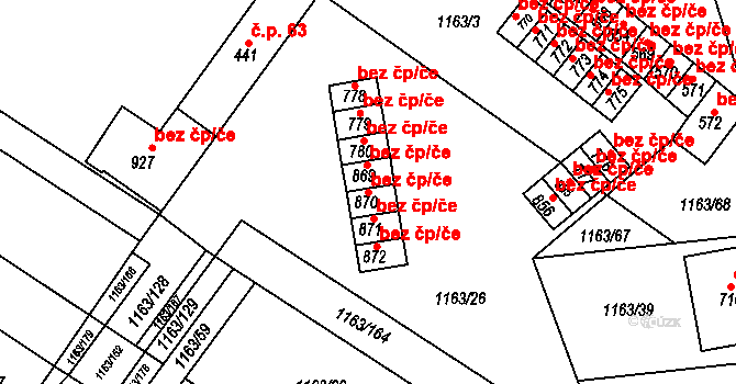Jevišovice 91591856 na parcele st. 870 v KÚ Jevišovice, Katastrální mapa