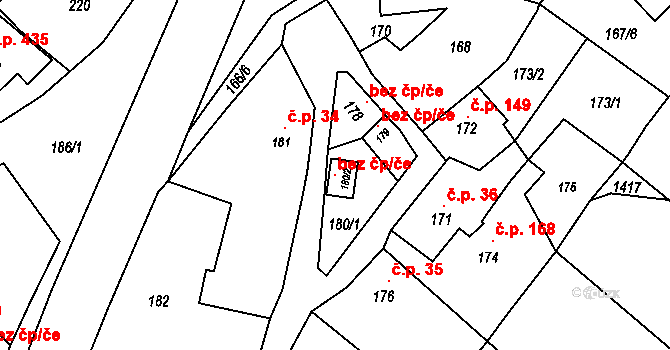 Velký Újezd 98112856 na parcele st. 180/2 v KÚ Velký Újezd, Katastrální mapa