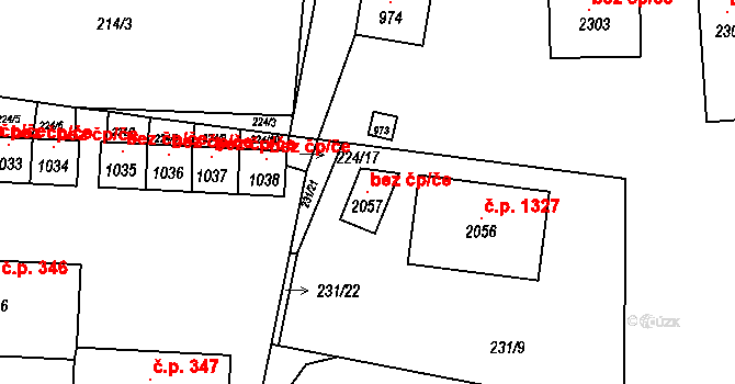 Šestajovice 100467857 na parcele st. 2057 v KÚ Šestajovice u Prahy, Katastrální mapa
