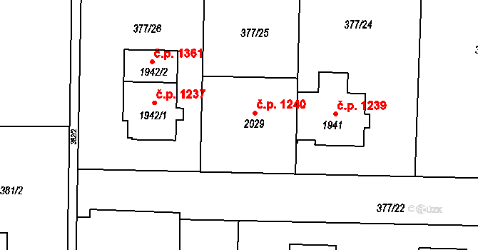Lipník nad Bečvou I-Město 1240, Lipník nad Bečvou na parcele st. 2029 v KÚ Lipník nad Bečvou, Katastrální mapa