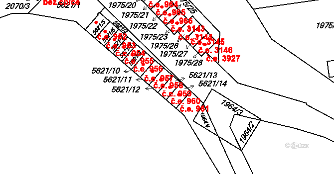 Jihlava 960 na parcele st. 5621/13 v KÚ Jihlava, Katastrální mapa