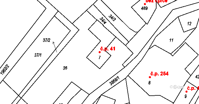 Bukovec 41 na parcele st. 7 v KÚ Bukovec u Jablunkova, Katastrální mapa