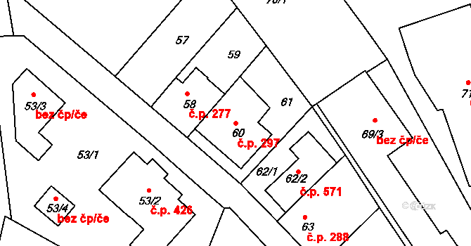 Lelekovice 297 na parcele st. 60 v KÚ Lelekovice, Katastrální mapa