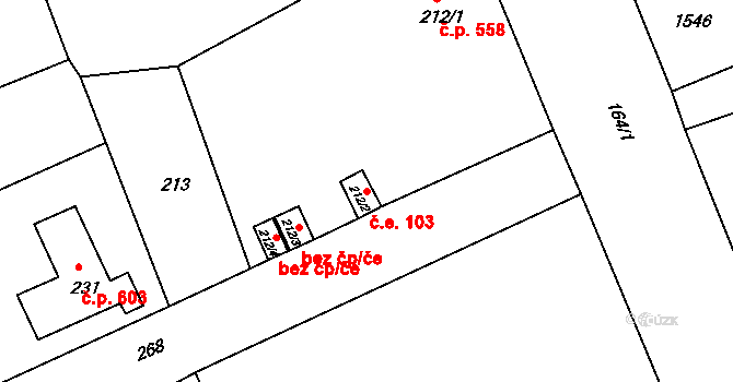 Hrádek nad Nisou 103 na parcele st. 212/2 v KÚ Hrádek nad Nisou, Katastrální mapa