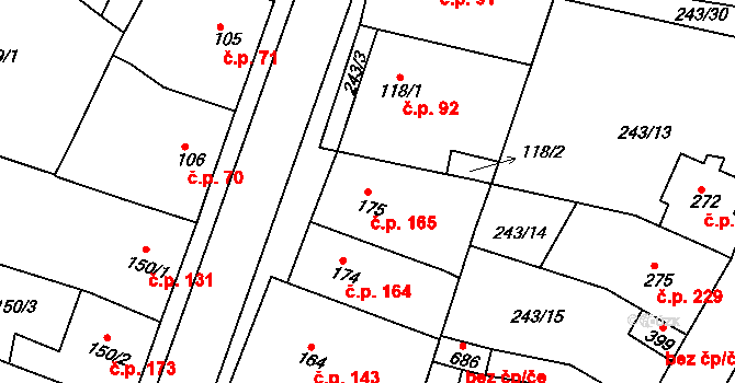 Hostomice 165 na parcele st. 175 v KÚ Hostomice nad Bílinou, Katastrální mapa