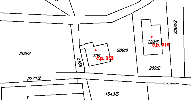 Dolní Podluží 352 na parcele st. 399 v KÚ Dolní Podluží, Katastrální mapa