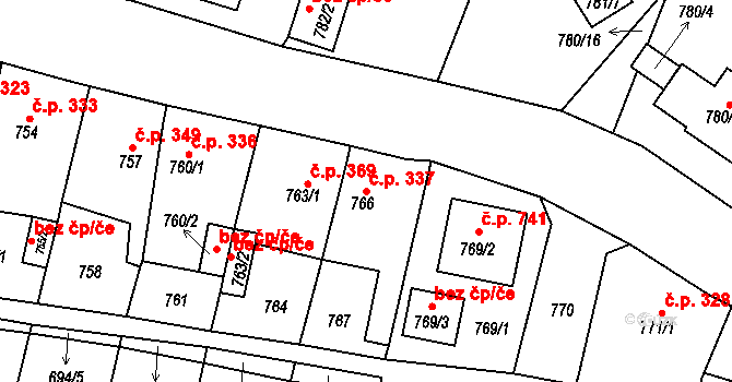 Proboštov 337 na parcele st. 766 v KÚ Proboštov u Teplic, Katastrální mapa