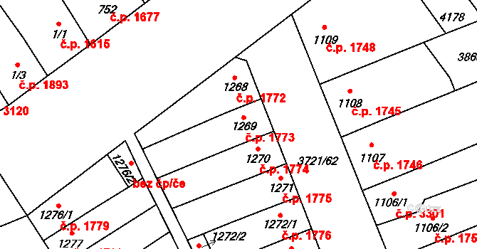 Břeclav 1773 na parcele st. 1269 v KÚ Břeclav, Katastrální mapa