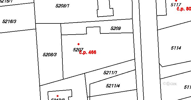 Šenov 466 na parcele st. 5207 v KÚ Šenov u Ostravy, Katastrální mapa