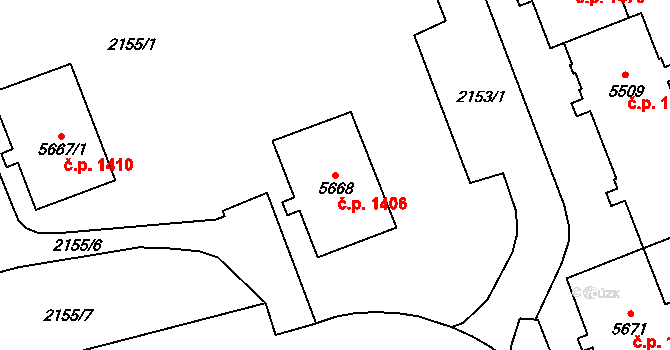 Cheb 1406 na parcele st. 5668 v KÚ Cheb, Katastrální mapa