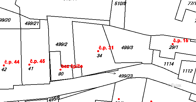 Kejnice 31 na parcele st. 34 v KÚ Kejnice, Katastrální mapa