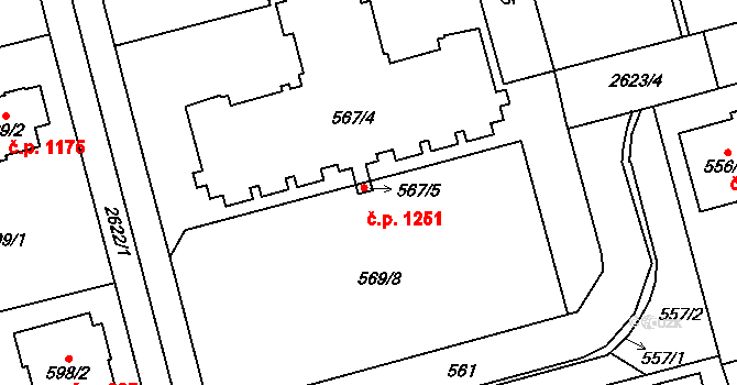 Radotín 1251, Praha na parcele st. 567/4 v KÚ Radotín, Katastrální mapa