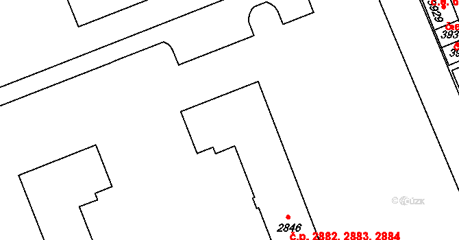 Hodonín 2882,2883,2884 na parcele st. 2846 v KÚ Hodonín, Katastrální mapa