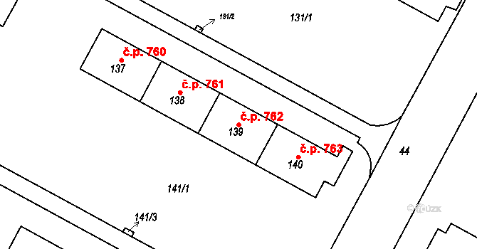 Šumbark 762, Havířov na parcele st. 139 v KÚ Šumbark, Katastrální mapa