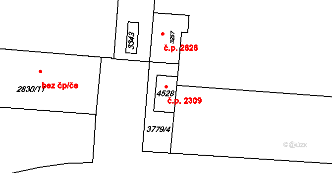 Rožnov pod Radhoštěm 2309 na parcele st. 4528 v KÚ Rožnov pod Radhoštěm, Katastrální mapa