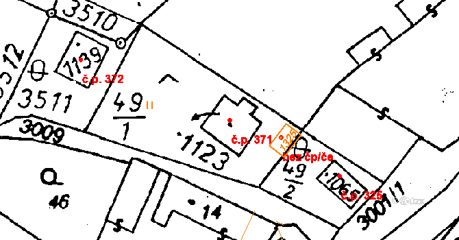 Poříčí nad Sázavou 371 na parcele st. 1123 v KÚ Poříčí nad Sázavou, Katastrální mapa