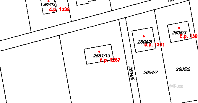 Kylešovice 1257, Opava na parcele st. 2581/13 v KÚ Kylešovice, Katastrální mapa