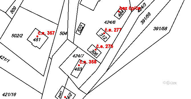 Ústupky 276, Seč na parcele st. 306 v KÚ Proseč u Seče, Katastrální mapa